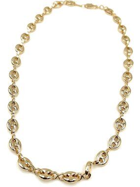 18K Brazilian Gold Plated Puff Mariner Link Chain for Women Fashion Jewelry